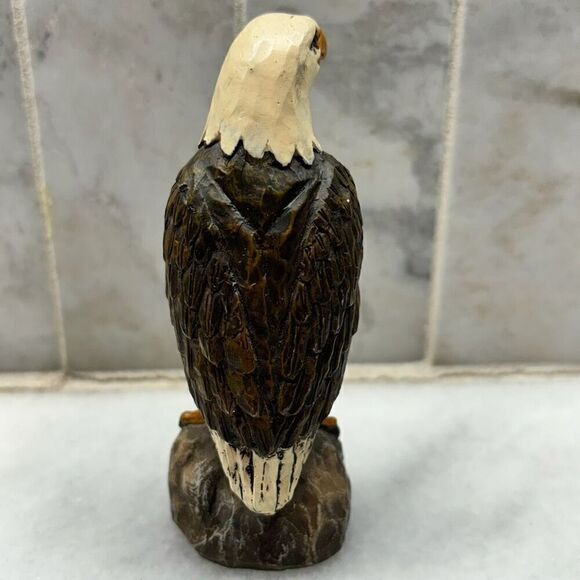 Vintage American Bald Eagle Resin Walking Stick Top Figurine Brown Black 4" - Picture 5 of 9